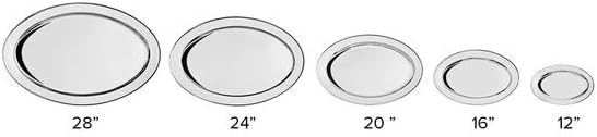 Oval Stainless Steel Platter, Silver Mirrored Finish, 15.75 x 10.5 Inch, Dishwasher Safe, for Appetizers and Catering