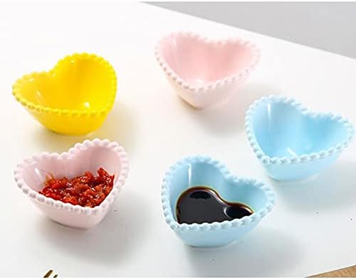 Appetizer Bowls Ceramic Heart Shape Sauce Dish Sushi Kitchen Dipping Bowl Appetizer Plates Porcelain Serving Dish Seasoning Dishes Set of 4 (3.15inch) Salad Bowls