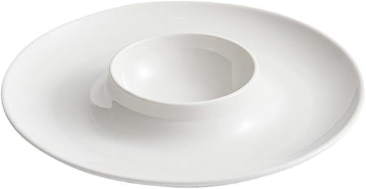 Dessert Plates Simple White Ceramic Western Food Plate Creative Multifunctional Art Hotel Salad Restaurant Dinner Tableware(10-inch)