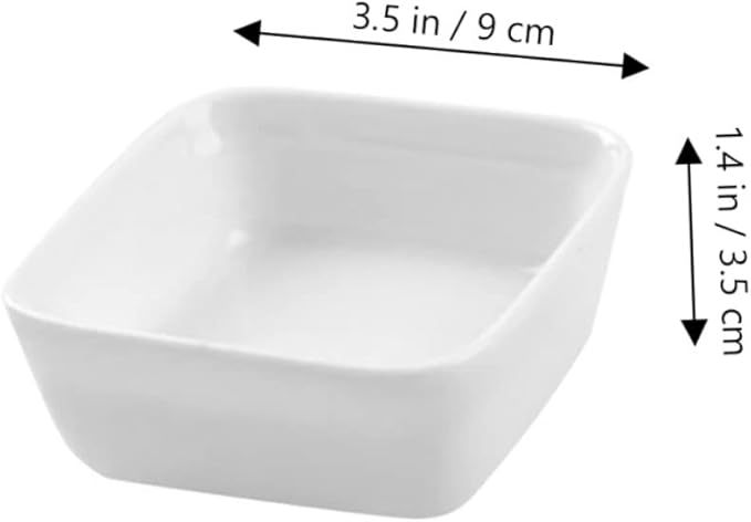 2PCS White Ceramic Dishes Japanese Style Square Appetizer Plates for Dipping Sauces Seasoning and Condiments Easy to Clean Porcelain Kitchen Serving Dish