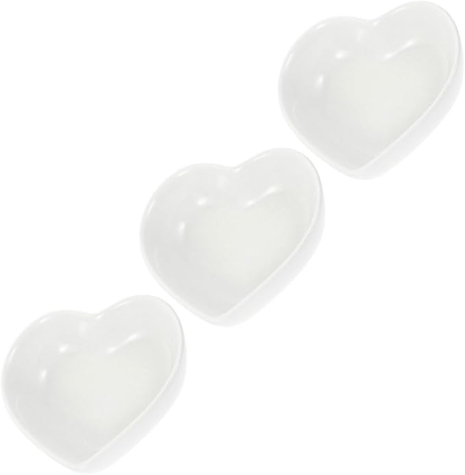 IMIKEYA 3Pcs Heart Shaped Ceramic Condiment Dish Set Sauce Serving Plates for Dipping Suitable for Snacks Desserts and Appetizers