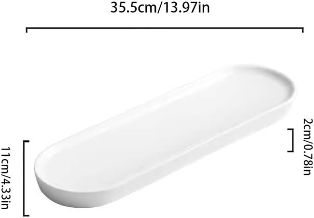 Kitchen Plates Ceramic Long Oval Dinner Plate Snack Plate Desktop Decoration Sushi Plate Restaurant Dessert Plate Appetizer Plate Restaurant Plates(35.5cm)