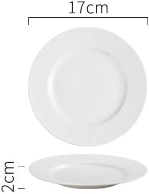 Modern Large Dinner Plates 7-inch Ceramic White Simple Creative Embossed Striped Appetizer Plate Restaurant Steak Dessert Tableware Stackable Dinner Plates