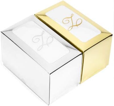 AMERICAN HOMESTEAD Disposable Hand Towels - Gold Foil Monogrammed Guest Napkins - Linen-Like Bathroom Paper Towels for Guests - Perfect Wedding and Party Napkins - 50 Count (Gold E)