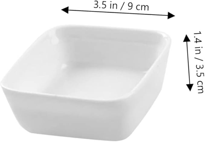 2PCS Square White Ceramic Dipping Dishes Condiment Sauce Plates for Appetizers and Desserts Porcelain Seasoning Bowls for Kitchen Use