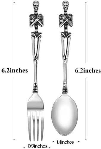 Skeleton Skull Stainless Steel Fork Flatware Tableware Design Modern Look Great Gifts For Halloween Easter and Christmas (Fork)