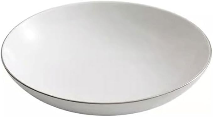 SONGCHAO Party Supplies White Ceramic Silver Edge Dinner Plate Home Salad Plate Appetizer Plate Dessert Plate Restaurant Hotel Serving Tray Party Plates (Color : 25cm)