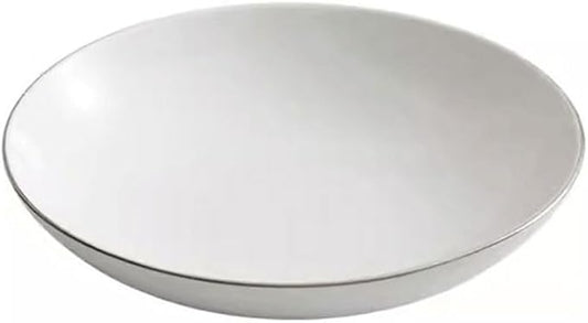 SONGCHAO Party Supplies White Ceramic Silver Edge Dinner Plate Home Salad Plate Appetizer Plate Dessert Plate Restaurant Hotel Serving Tray Party Plates (Color : 25cm)