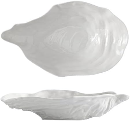 ENGENDER Dish Plate Creative White Ceramic Plate Household Dish Tableware Simple Western Restaurant Fruit Plate Creative Dinner Plates(Large)