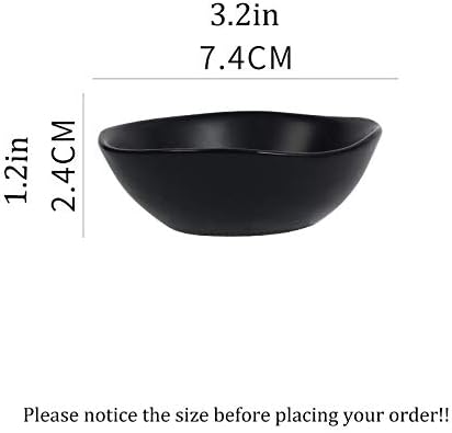 Matte Ceramic Dipping Sauce Dishes,Black Sushi Soy Sauce Dipping Bowls Appetizer Plates with Irregular Edge Side Dish for Kitchen Home Housewarming (Black)