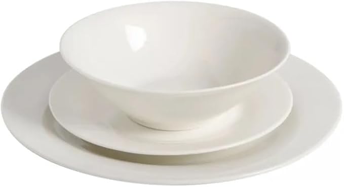 Round 12-Piece Dinnerware Set Family Hotel Tableware Ceramic Round Plates and Bowls