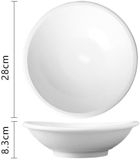Kitchen Plates 11-inch White Ceramic Large Bowl Club Restaurant Tableware Kitchen Soup Service Appetizer Plate Restaurant Plates(11 in)