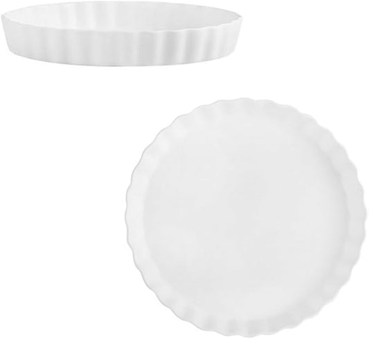 10-inch White Ceramic Sushi Plate, Simple round Pasta Dish for Household Tableware, Creative Breakfast and Noodles Serving Plate for Home and Restaurant
