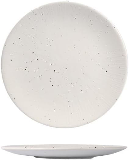 Dessert Plates 1pcs 8/10 Inch Ceramic Plate Simple Round Home Creative Steak Plates Spaghetti Line Flat Dishes Western Restaurant Tableware Dinner Tableware(A,Medium)