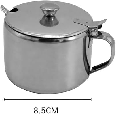 Set of Silver 285ml Stainless Steel Sugar Bowl with Spoon,Condiment Seasoning Pot Sugar Canister with Spoon - Storage Tank for Various Seasonings and Spices,Dinnerware and Serveware Kitchen Gadgets