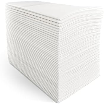 JEBBLAS 100Pack Disposable Cloth Like Napkins, Built-in Flatware Pocket, Wedding Party Linen Feel White Napkin, Prefolded for Silverware