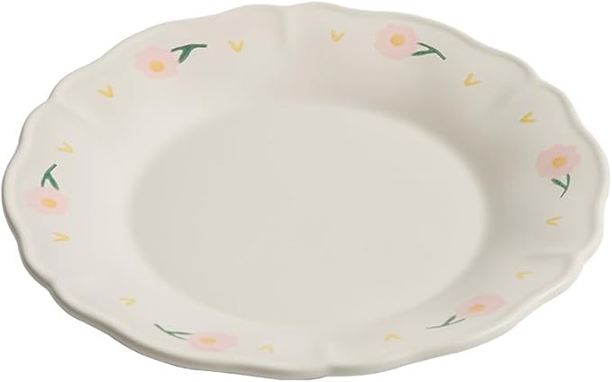 Dipping Bowls Lace Ceramic Plate, Creative Dinner Plate, Flat Plate, Breakfast Plate Appetizer Bowls,One Color-S (One Color S)