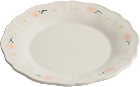 Dipping Bowls Lace Ceramic Plate, Creative Dinner Plate, Flat Plate, Breakfast Plate Appetizer Bowls,One Color-S (One Color S)