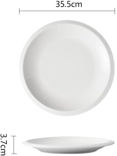 Dinner Plates Set Western Food Plate Shallow Plate Simple Ceramic Household Underglaze Color Plate French Round Plate Dish Plate Commercial Hotel Restaurant Tableware Kitchen Salad Bowl(A,Large)