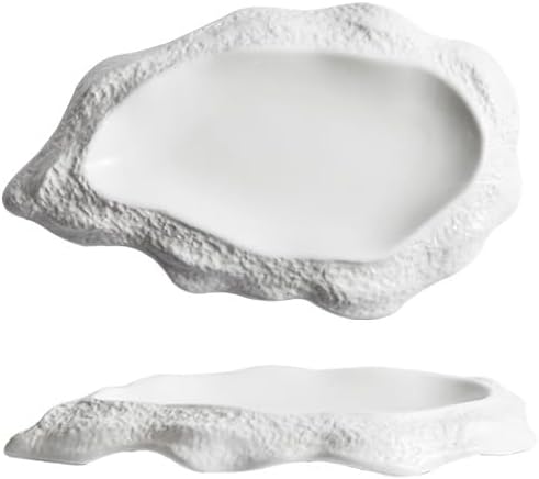 Kitchen Plates 12-inch White Ceramic Kitchen Appetizer Plate Creative Special-shaped Oyster Shape Tableware Home Pasta Commercial Dessert Restaurant Plates(12 in)