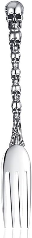 Skull Motif Serving Spoon Fork Set, Premium Stainless Steel Fork Spoon Silverware Set, Unique styles 3D Skulls, Dishwasher Safe, for Home, Kitchen, or Halloween Decorations