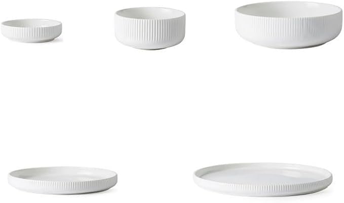 Ceramic Tableware Nordic Ceramic Tableware Matte Glazed Style Dishes Sets Salad Soup Bowl Flat Plate Dinnerware Dinner Set,White 4 Person Set