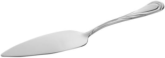 Swirl 9.5 Inch Stainless Steel Pastry Server, 18/8 Mirror Finish, Silver, Dishwasher Safe, Floral Design