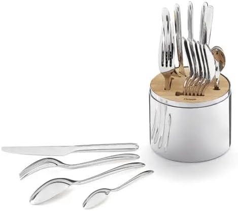 Christofle Essential 24-Piece Stainless Steel Flatware Set with Storage Capsule #5920012