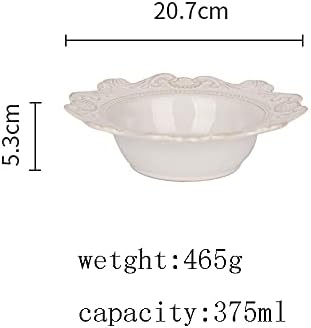 Cutlery Set Retro Ceramic Tableware Dishes Set European Relief Western Dinnerware Dish Salad Bowl Soup Noodles Bowl Dinnerware Series (Color : Blue Size : Style4) (Blue Style4) (White Style3)