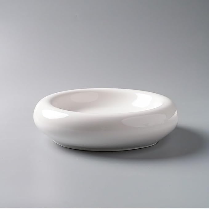 Kitchen Plates Creative Western Cold Dishes Dessert Pure White Round Three-dimensional Ceramic Concave Tableware Plate, Suitable For Cakes And Appetizers Restaurant Plates(8in)