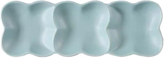 Appetizer Bowls Ceramic Three-grid Dinner Plate Sushi Platter Creative Snack Fruit Separated Snack Cold Dish Plate Three Consecutive Plates Salad Bowls (Color : B)