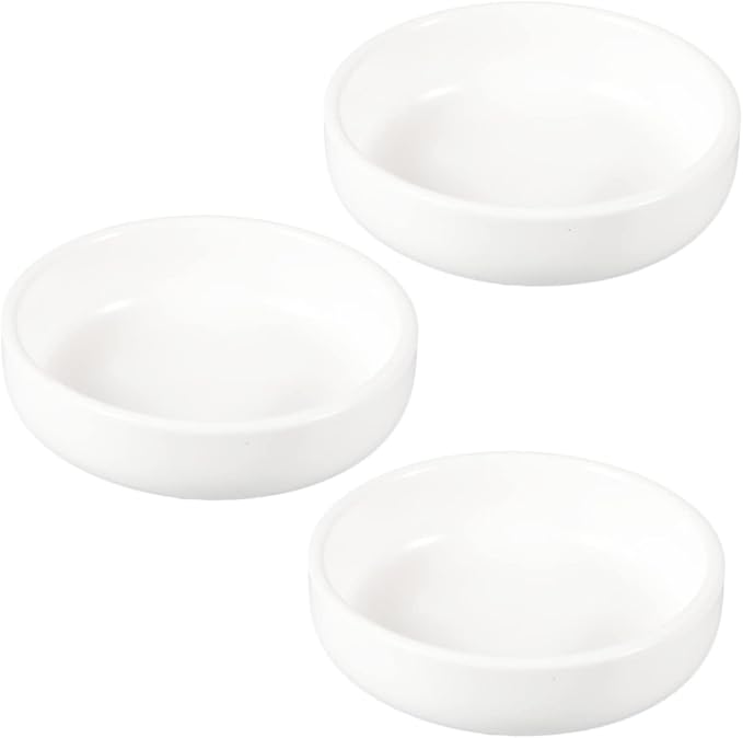 Cabilock 3pcs Ceramic Sauce Dish Matte White Stylish Seasoning Plates for Condiments Dipping Appetizers Snacks Versatile for Home and Restaurant Use