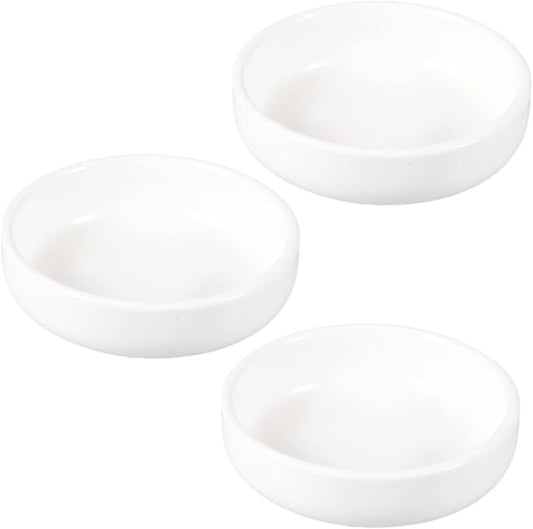 Cabilock 3pcs Ceramic Sauce Dish Matte White Stylish Seasoning Plates for Condiments Dipping Appetizers Snacks Versatile for Home and Restaurant Use