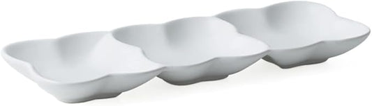 Ciieeo Ceramic Appetizer Serving Tray Nordic Style Plates for Sauces Condiments White Dipping Everyday Use
