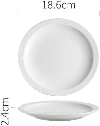 Modern Large Dinner Plates 7.5-inch Simple White Ceramic Round Commercial Western Steak Dinner Plate Home Wide-rim Appetizer Kitchen Tableware Stackable Dinner Plates