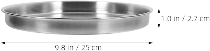 2PCS Stainless Steel Serving Tray Round Matte Dinner Plate for BBQ Camping Party Event Kitchen Restaurant Accessories - 26cm Silver