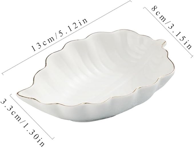 FAREWELL Dipping Bowls Ceramic Dipping Sauce Dish Leaf Shape Condiment Dish Saucer Dipping Bowl Appetizer Plate Condiment Saucer Appetizer Bowls