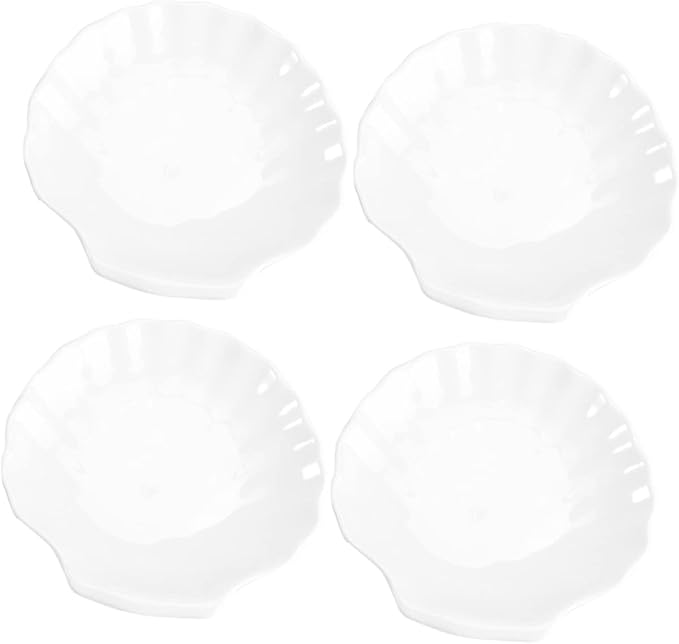 Shell-Shaped Porcelain Plates Set of 4 Multipurpose Kitchen Serving Plates for Breakfast Desserts and Appetizers Household Ceramic Food Dishes for Entertaining