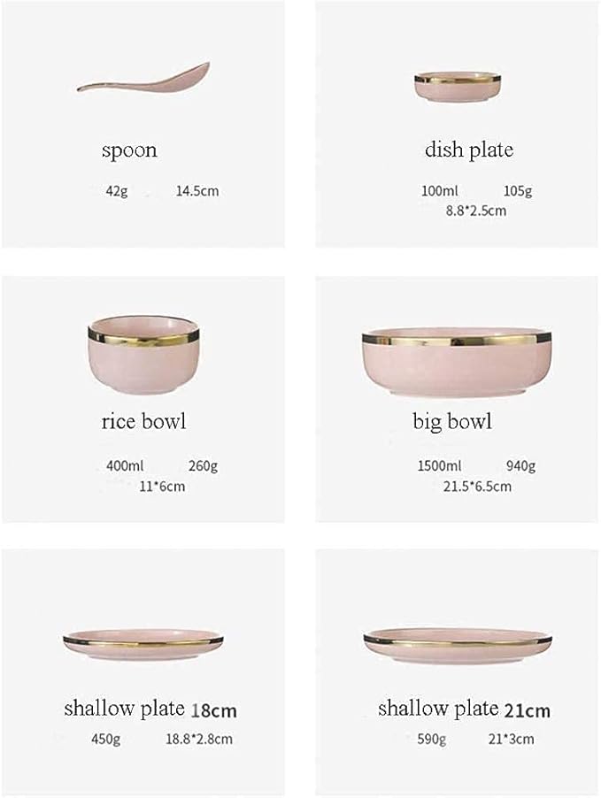 Fine Dinnerware Set,9 Pieces for 2 People Pink Phnom Penh Porcelain Dinner Set Ceramic Plate Bowl Tableware Combination Set