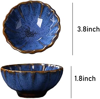 123Arts 4pcs Ceramic Retro Kiln Change Appetizer Plates Seasoning Dishes Relish Dishes,4inches