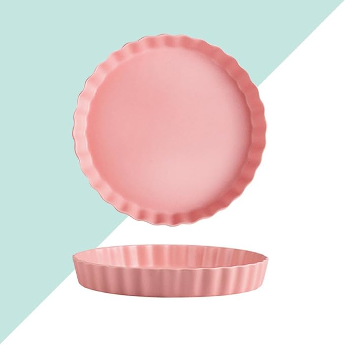 Creative Ceramic 10-inch Pink round Sushi Plate Simple Breakfast Dish Household Tableware for Home and Restaurant Use