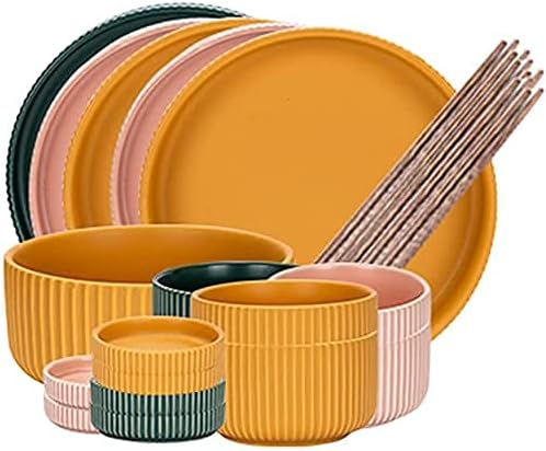 Dinnerware Sets Dish Set,Creative Porcelain Tableware Set with Plates Bowls and Dish,Ceramic Dinner Set for Home Kitchen and Dinning,Microwave Dishwasher Safe (A 17pcs)