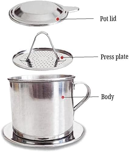 1 Set Vietnamese Coffee Filter Stainless Steel Coffee Pot Drip Infuse Cup Brewing Teapot No Need Paper Drip Coffee Pot Machine Filter Attractive processing
