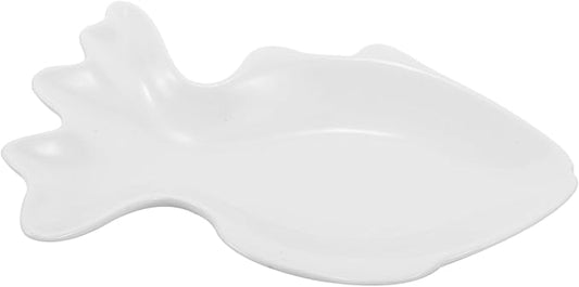 Cute Fish Shape Sushi Plate Ceramic Dessert Appetizer Snacks Serving Dish for Boys and Girls White