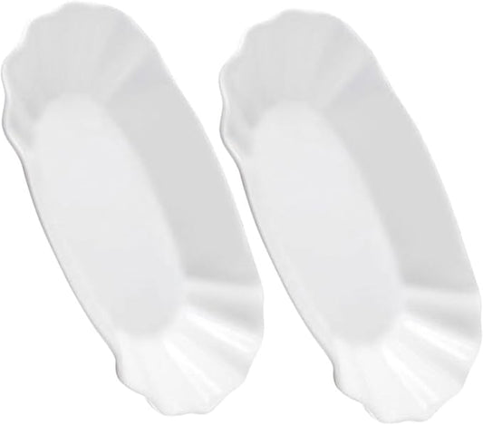 2pcs Ceramic Snack Plates Appetizer Trays for Parties and Family Gatherings Versatile Dishes for Sauces Fruits and Snacks