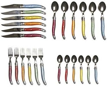 Laguiole Rainbow Platine Flatware in Presentation Box (Set of 24)