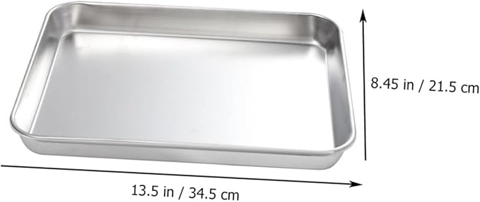 Cabilock Stainless Steel Rectangular Serving Tray 430 Food Storage Plate Flat Bottom Design for Restaurants and Hotels Silver Cooking Tray for Appetizers and Desserts