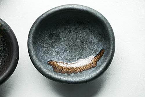 Colias Wing 3.5 Inch Retro Style Black&Coffee Stylish Design Multipurpose Porcelain Side Dish Bowl Seasoning Dishes Soy Dipping Sauce Dishes-Set of 5