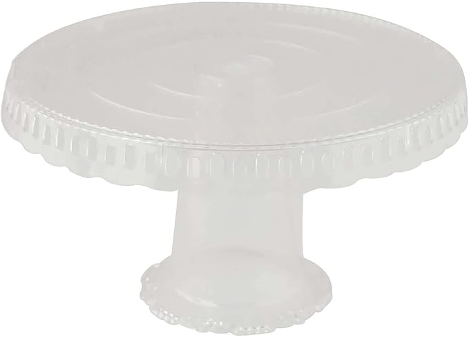 Efavormart 4 Pack | 13" Clear Round Pedestal Footed Reusable Plastic Cupcake Stands with Interchangeable Ribbon Trim Edge