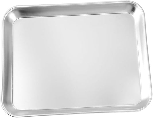 GARVALON Stainless Steel Food Plate Multi-Purpose Serving Tray for Appetizers Snacks Desserts Baking